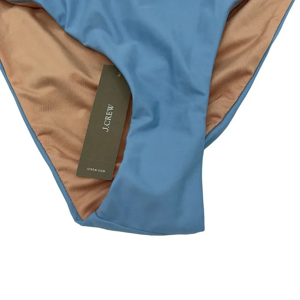 NWT J. Crew Blue Cheeky Curved Waist Bikini Swim Bathing Suit Bottom Size Small
